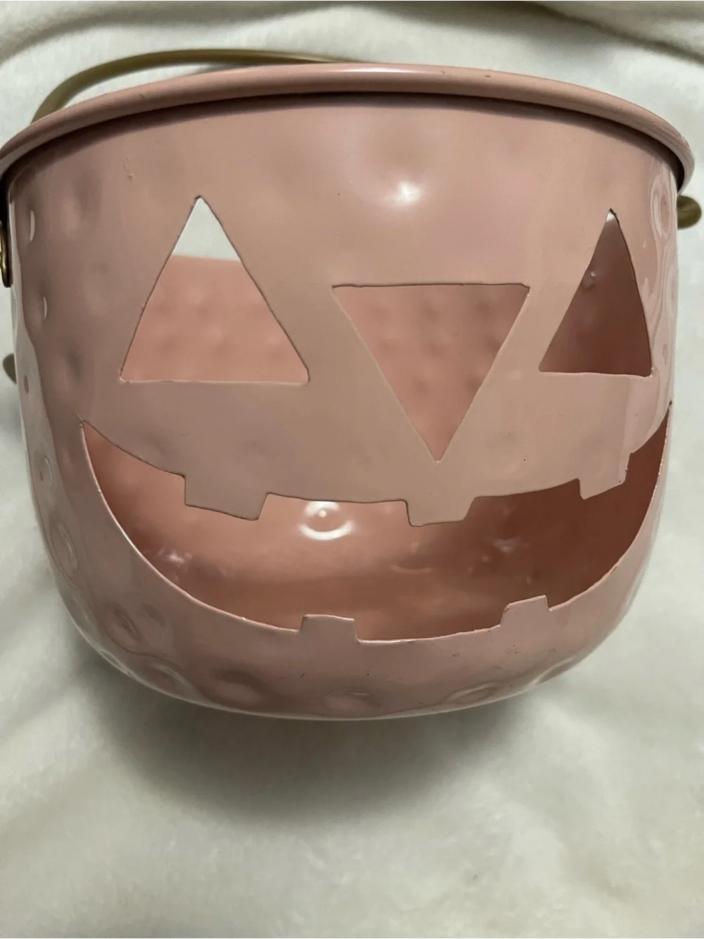 Pink Ceramic Jack-O'-Lantern Lantern